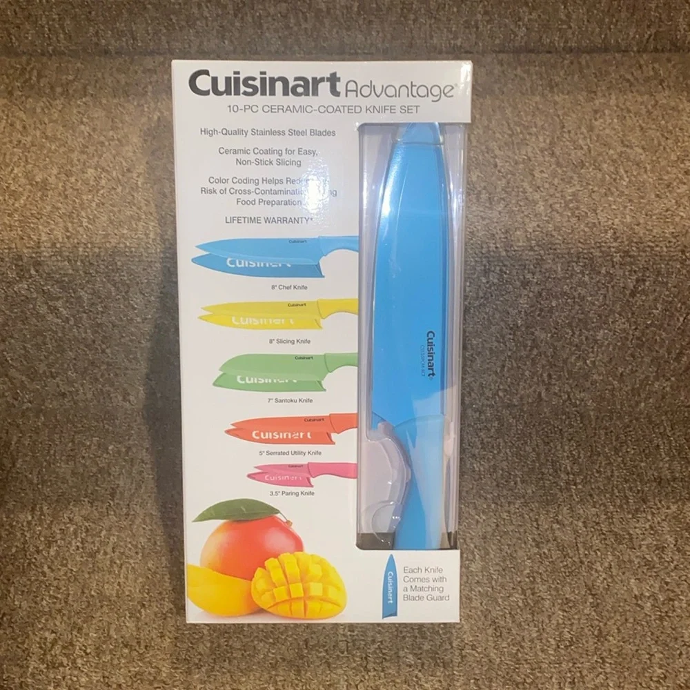 🩵💚🩷💛🧡NWT Cuisinart Advantage 10PC Ceramic Coated Knife Set - Picture 2 of 10